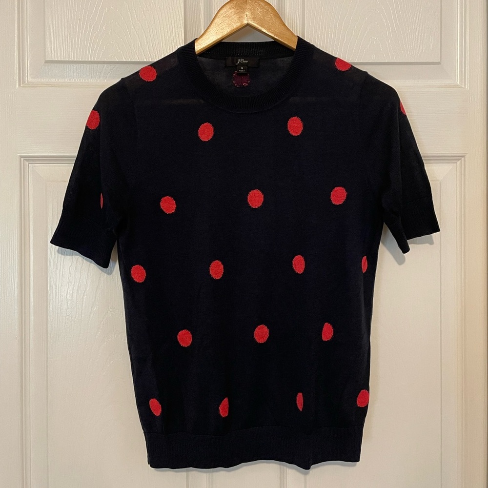 J. Crew Short Sleeve Crewneck Polkadot Sweater